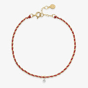 Auric - 18ct gold, 'Empowerment' Red woven chain diamond bracelet