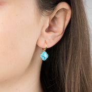 Morganne Bello 18ct yellow gold clover turquoise hoops (pair)