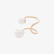 Poppy Finch 14ct yelllow gold double pearl ear cuff (single)