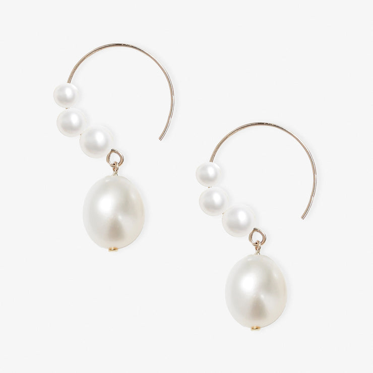 Poppy Finch 14ct yellow gold circular gradual pearl drop earrings (pair)