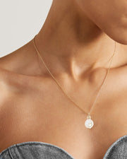 POPPY FINCH - 14CT GOLD, OVAL PEARL DIAMOND DOME NECKLACE