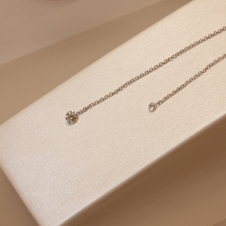 ARIA - 18ct gold, two drilled diamond lariat necklace