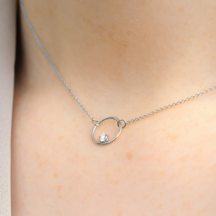 The Alkemistry 18ct white gold floating diamond eclipse necklace
