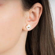 Morganne Bello 18ct yellow gold Victoria clover mother of pearl studs (pair)