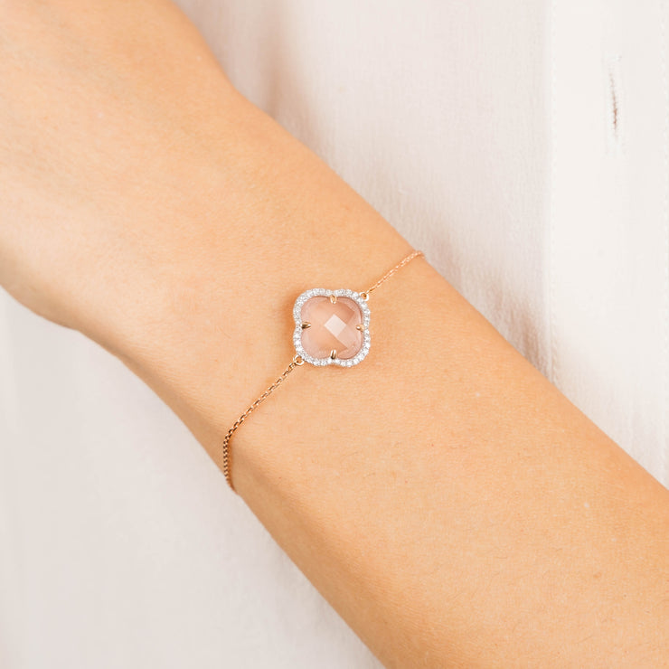 Morganne Bello 18ct rose gold pink quartz and diamond bracelet