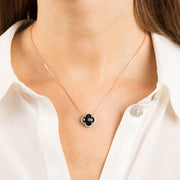 Morganne Bello 18ct rose gold Victoria diamond black onyx necklace