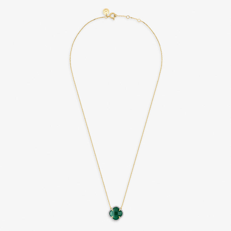 Morganne Bello 18ct yellow gold diamond Victoria green agate necklace