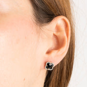 Morganne Bello 18ct rose gold Victoria clover black onyx and diamond studs (pair)