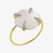 Morganne Bello 18cy yellow gold Victoria mother of pearl claw diamond ring