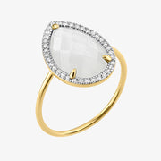 Morganne Bello 18ct yellow gold Alma pear mother of pearl diamond ring