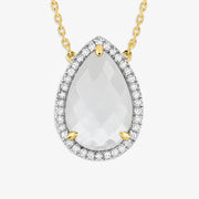Morganne Bello 18ct yellow gold Alma pear mother of pearl diamond necklace