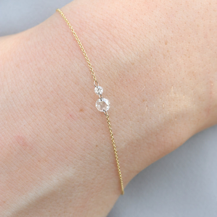 ARIA - 18ct gold, rose & brilliant cut double diamond bracelet