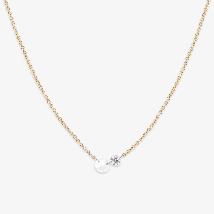 ARIA - 18ct gold, rose & brilliant cut double diamond necklace