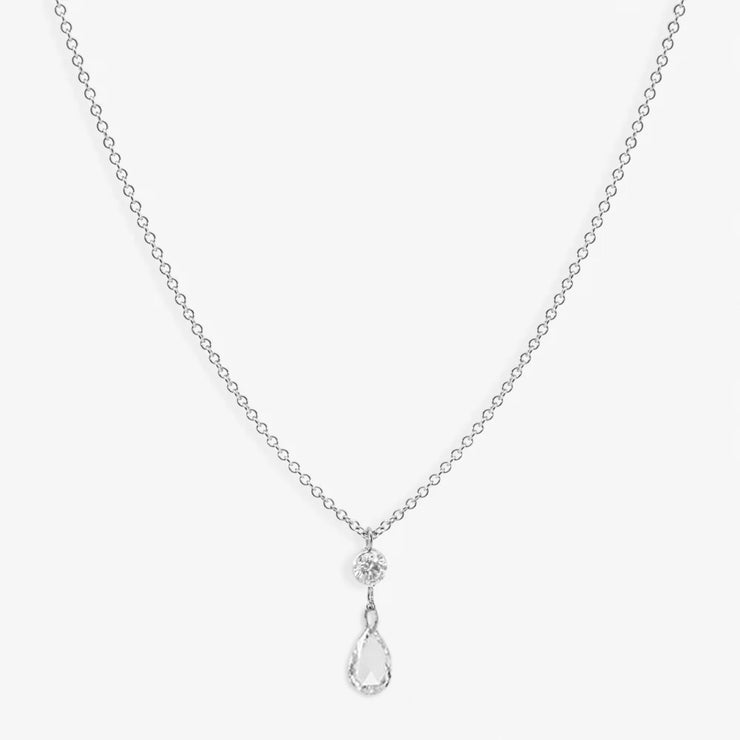 ARIA- 18CT GOLD, ROSE AND BRILLIANT CUT PEAR DROP PENDANT NECKLACE