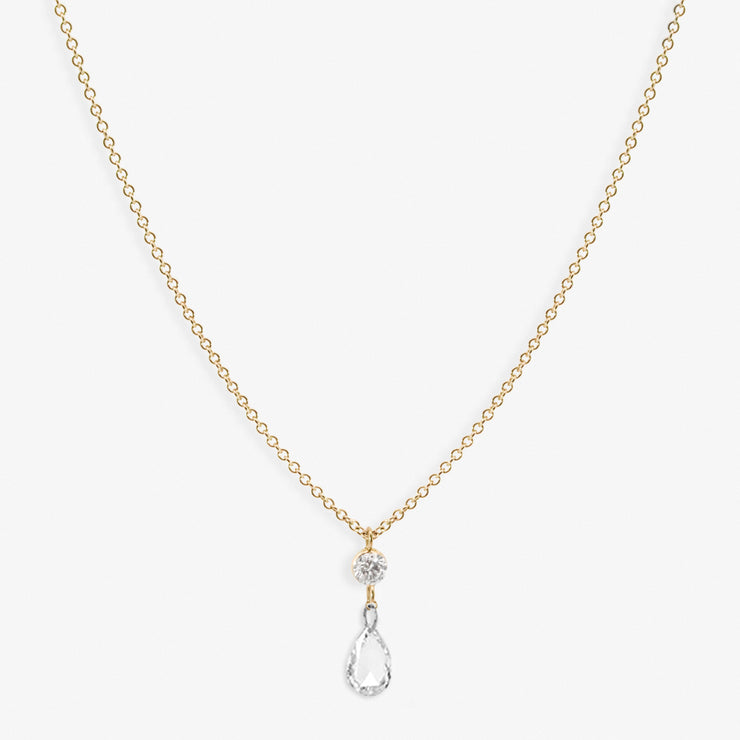 ARIA- 18CT GOLD, ROSE AND BRILLIANT CUT PEAR PENDANT NECKLACE