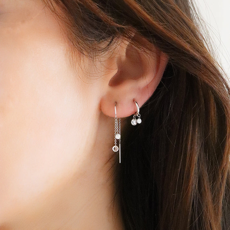 Diamond drop threader earrings