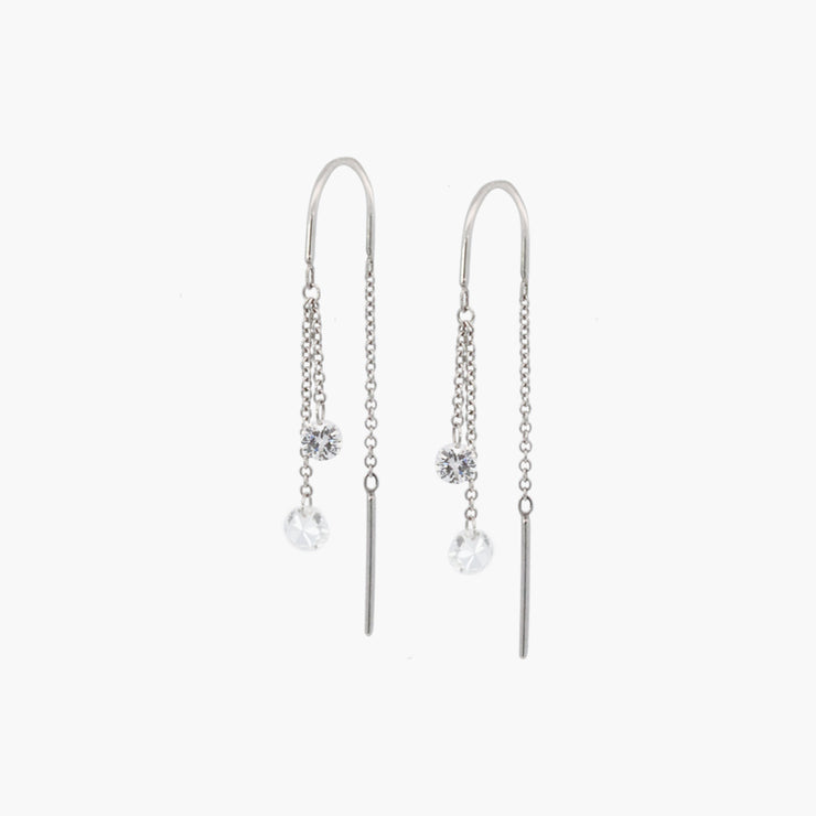 Diamond drop threader earrings