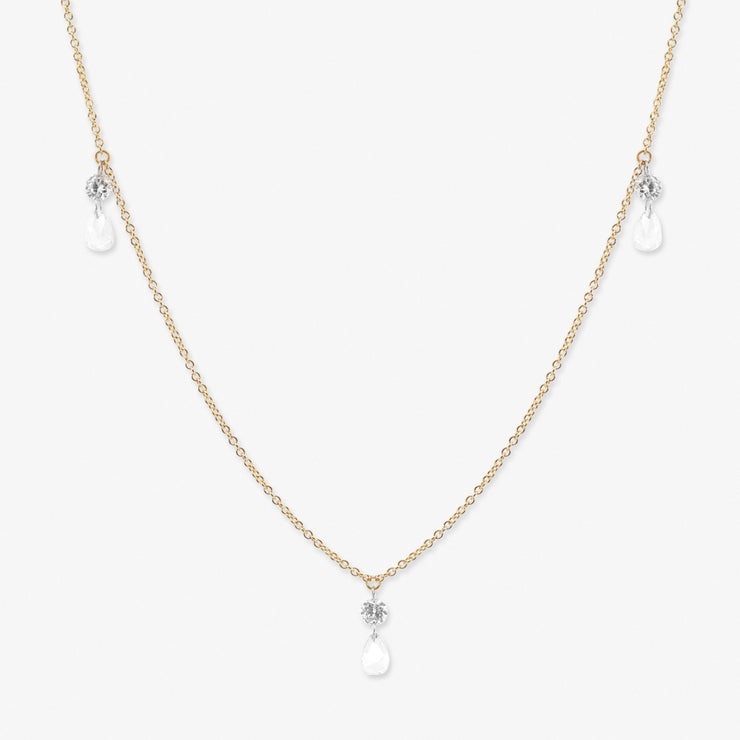 ARIA - 18ct gold, rose cut & brilliant cut diamond triple drop necklace