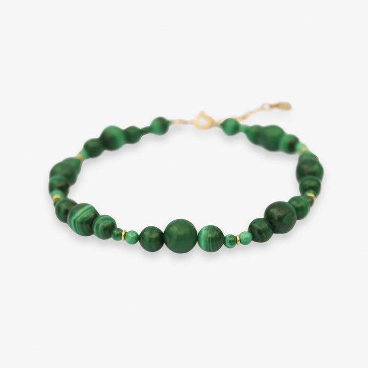 BOBA - 18ct gold, Malachite bead bubble anklet