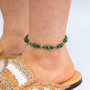 BOBA - 18ct gold, Malachite bead bubble anklet