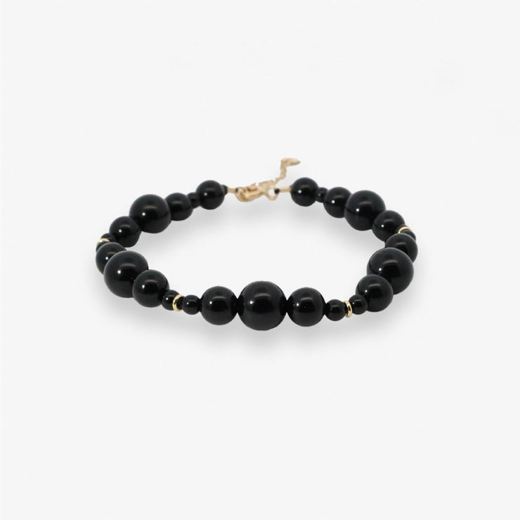 BOBA - 18ct gold, Black Onyx bead bubble bracelet