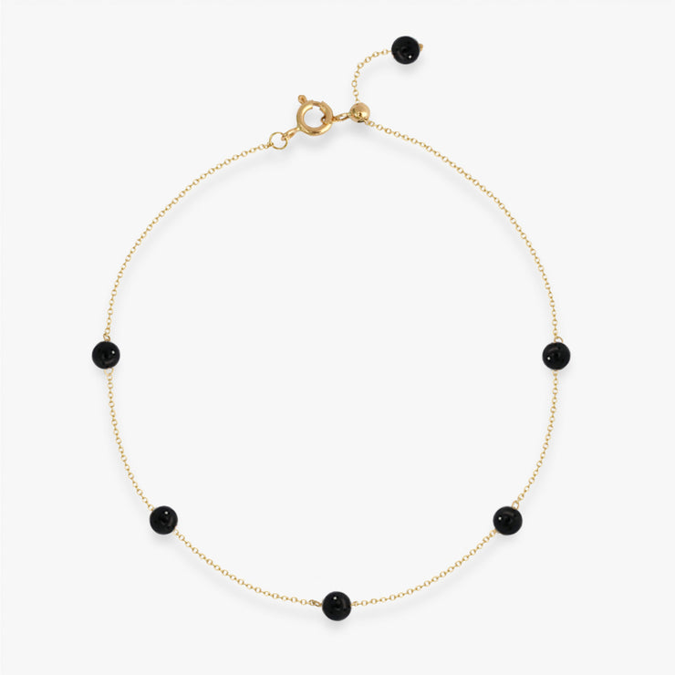 BOBA - 18ct gold, Black Onyx bead and chain anklet