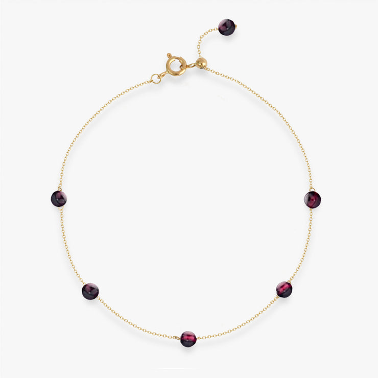BOBA - 18ct gold, Garnet bead and chain anklet