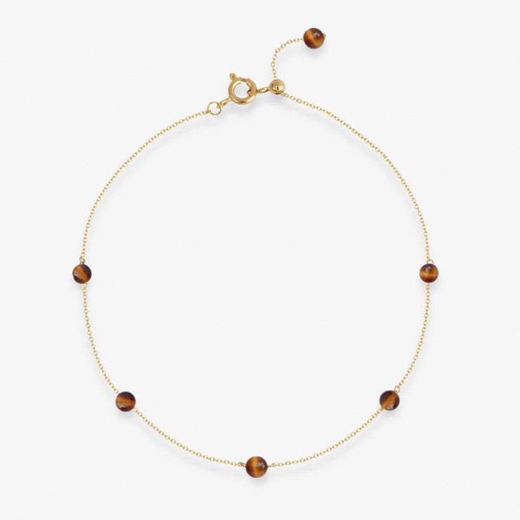 BOBA - 18ct gold, Tiger Eye bead and chain anklet