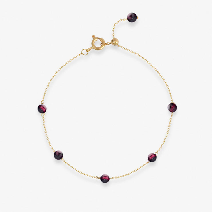 BOBA - 18ct gold, Garnet bead and chain bracelet