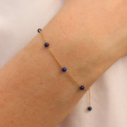 BOBA - 18ct gold, Lapis bead and chain bracelet
