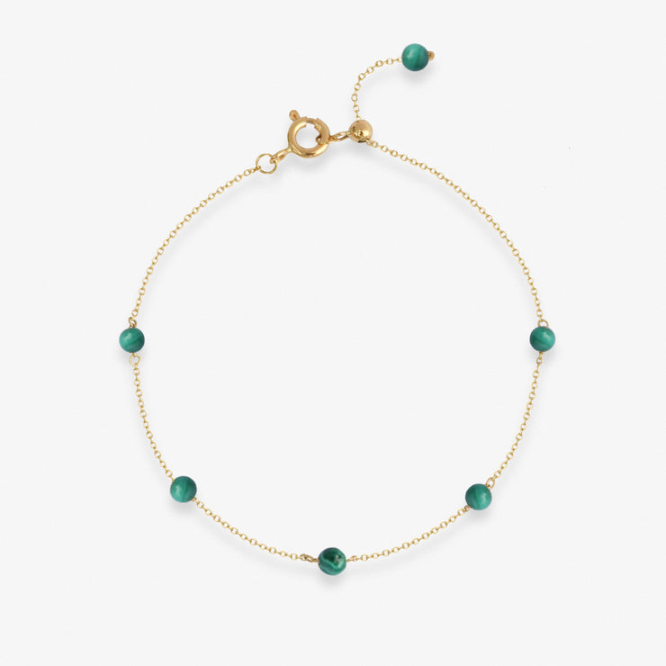 BOBA - 18ct gold, Malachite bead and chain bracelet