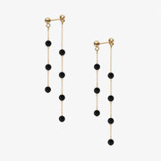 BOBA - 18ct gold, Black Onyx bead and chain double earring (pair)