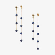 BOBA - 18ct gold, Lapis bead and chain double earring (pair)