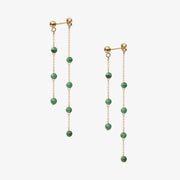 BOBA - 18ct gold, Malachite bead and chain double earring (pair)