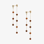 BOBA - 18ct gold, Tiger Eye and chain double earring (pair)