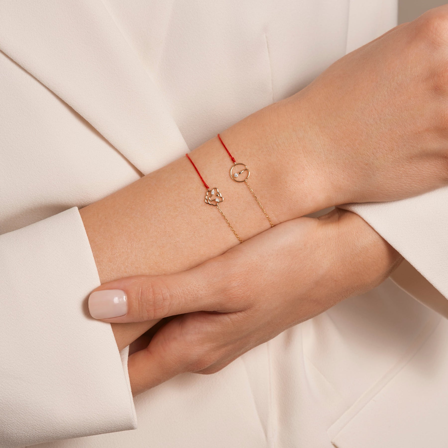 Red string bracelet with 0.02ct diamond