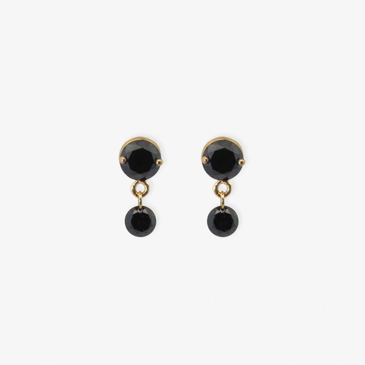 BLACK MAGIC - 18ct gold, double black diamond drop earrings (pair)