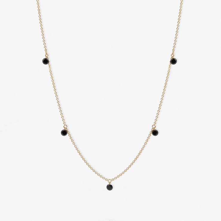 BLACK MAGIC - 18ct gold, 5 drilled black diamond necklace