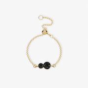 BLACK MAGIC - 18ct gold, double black diamond adjustable chain ring