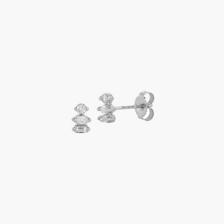 DANA REBECCA - 14CT GOLD, ALEXA JORDYN MULTI SHAPED DIAMOND STUD EARRINGS (PAIR)