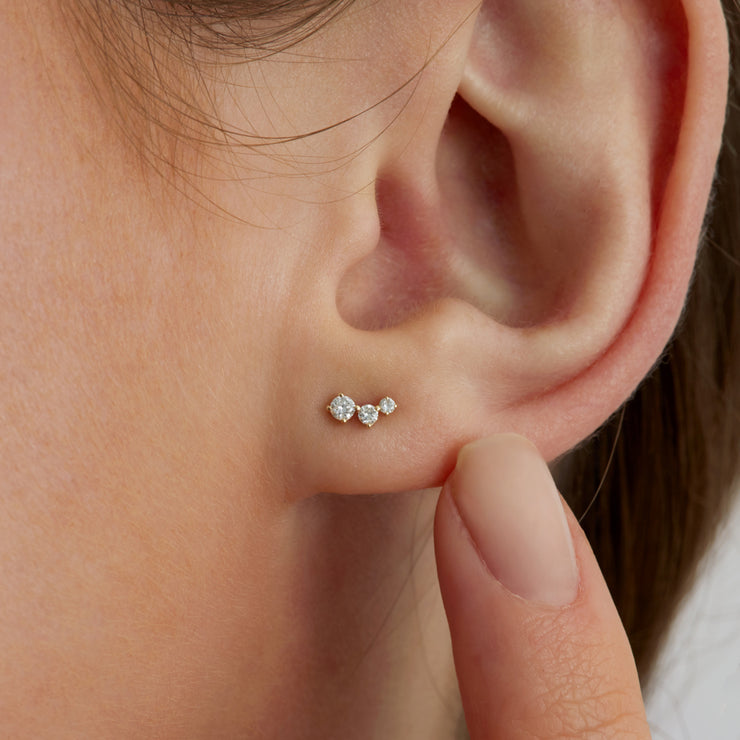 Ruifier 18ct yellow gold Scintilla trio ray diamond stud earring (single)