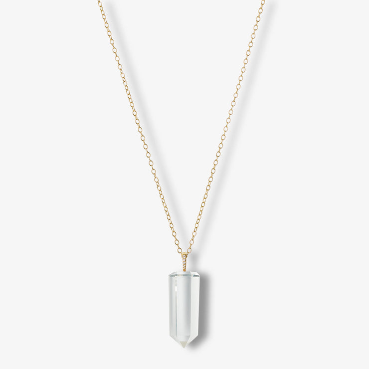 IQRA - 18ct gold, Clear quartz crystal point necklace