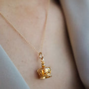 VINTAGE - 18ct gold, English crown charm necklace circa 1960's
