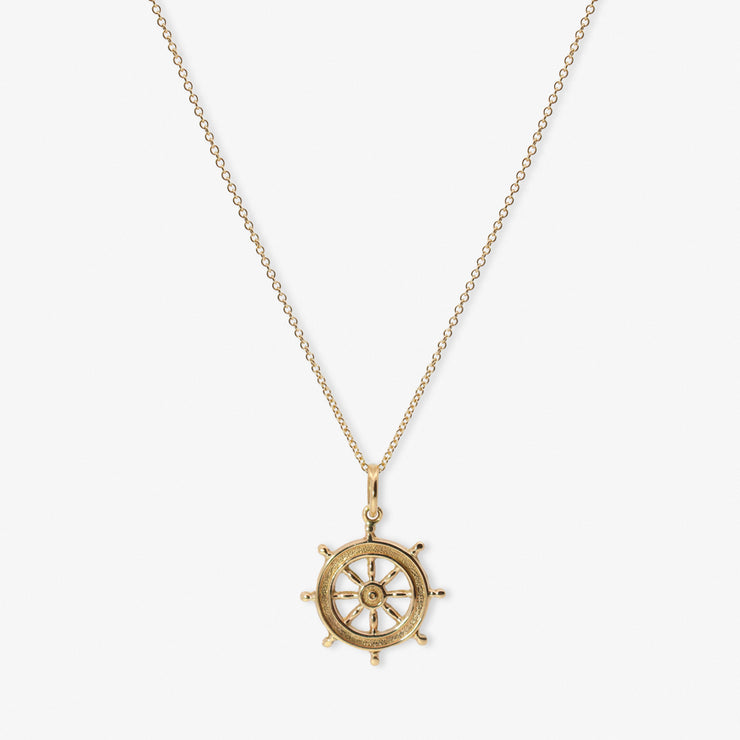 VINTAGE - 18ct gold, Nautical wheel charm necklace circa 1968