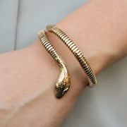 VINTAGE - 9ct gold, Snake cuff bangle bracelet circa 1974
