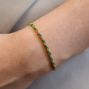 Kumachi - 18ct Gold, Green mix woven chain bracelet