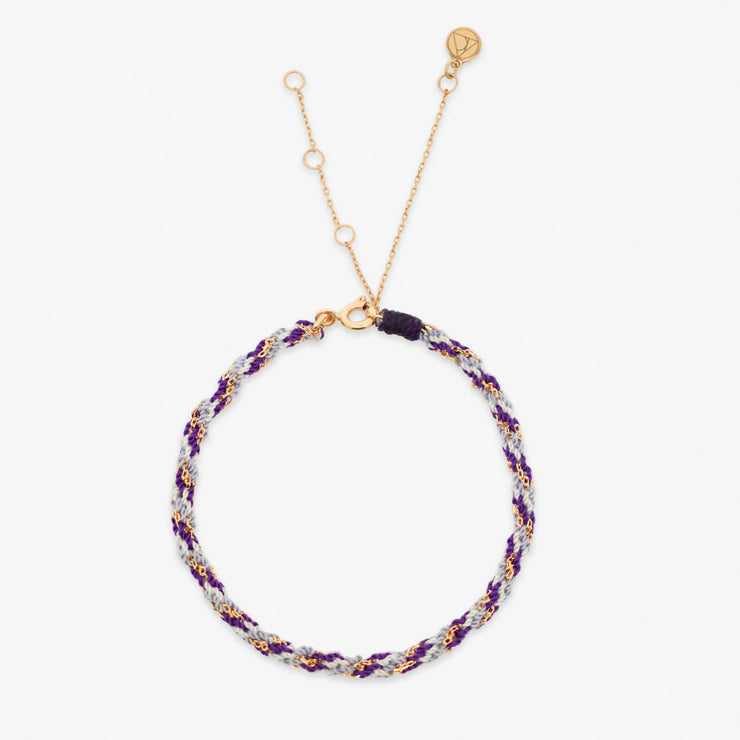 Kumachi - 18ct Gold, Purple mix woven chain bracelet