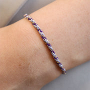 Kumachi - 18ct Gold, Purple mix woven chain bracelet
