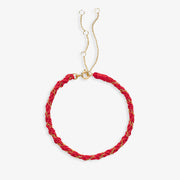 Kumachi - 18ct Gold, Red thread woven chain bracelet
