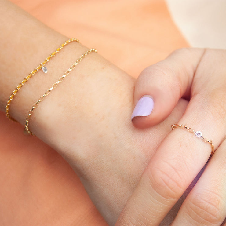 NUDE SHIMMER - 18ct gold, diamond shimmer chain ring